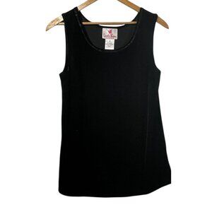 Quacker Factory Womens Black Velvet Tank Top Sequin Embellished Neck M Holiday